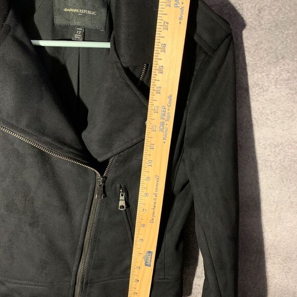 Banana Republic Faux Suede Moto Jacket Womens Black  size XS - Picture 5 of 8